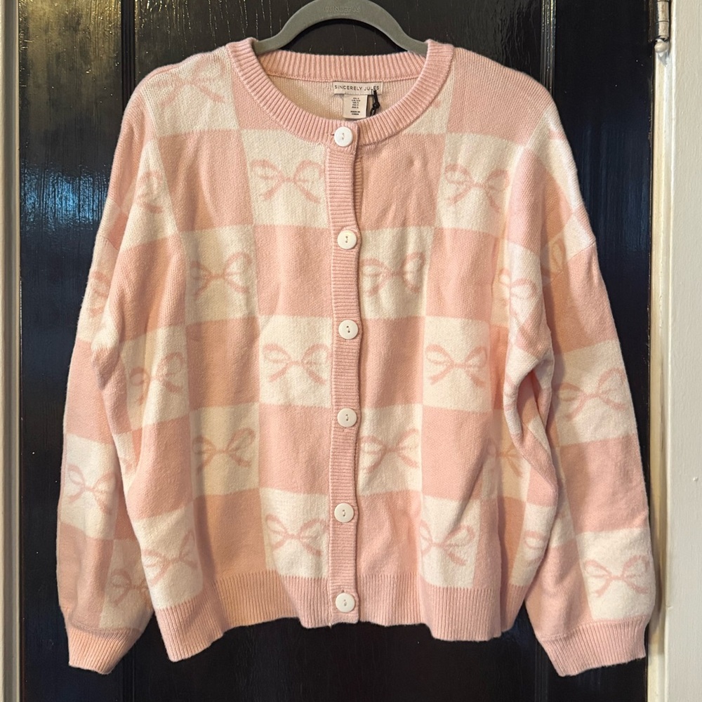 Sincerely Jules Checkered Bow Cardigan